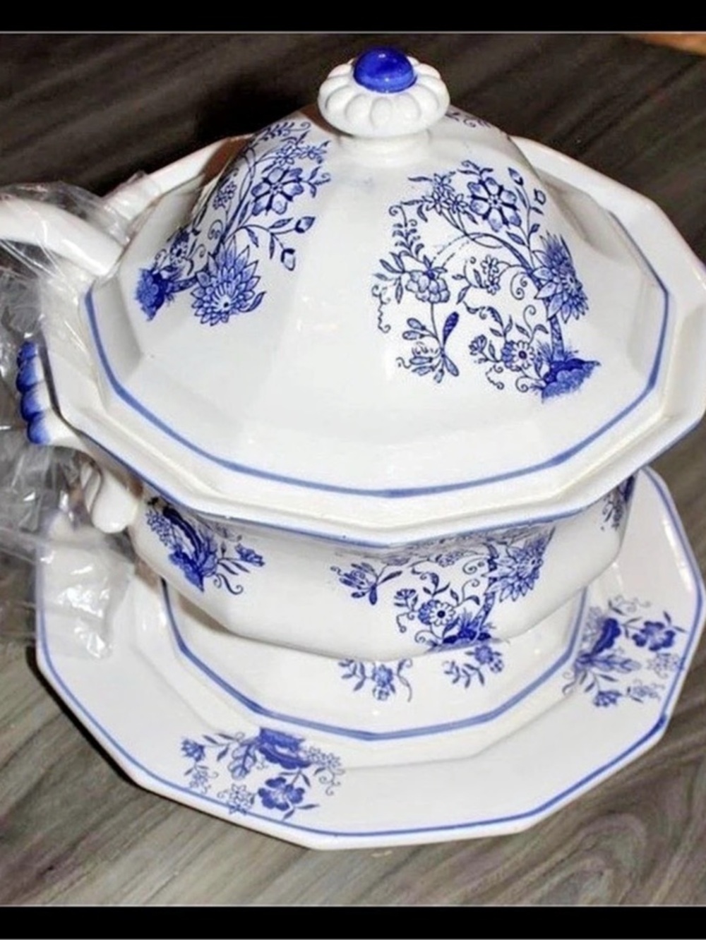 Blue & White Floral Covered Serving Dish